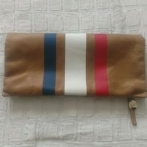 Clare V striped leather foldclutch